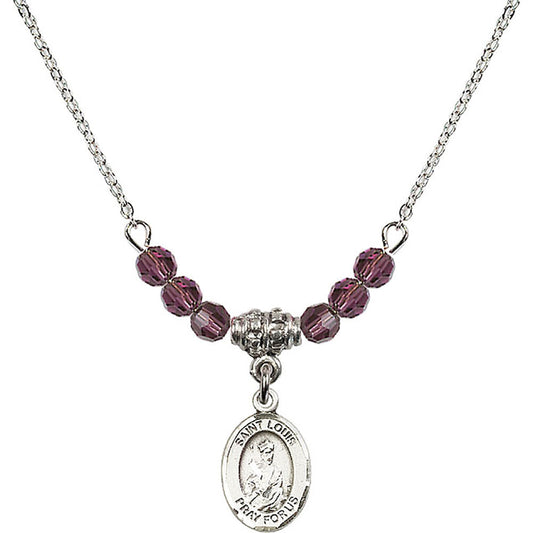 Sterling Silver Saint Louis Birthstone Necklace with Amethyst Beads - 9081