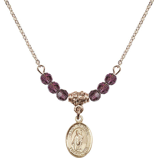 14kt Gold Filled Saint Patrick Birthstone Necklace with Amethyst Beads - 9084