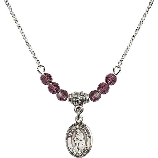 Sterling Silver Saint Juan Diego Birthstone Necklace with Amethyst Beads - 9111