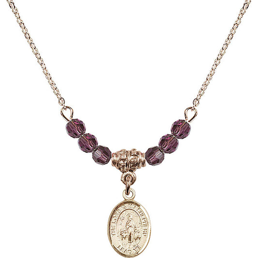 14kt Gold Filled Lord Is My Shepherd Birthstone Necklace with Amethyst Beads - 9119