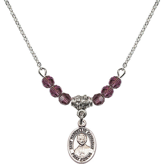 Sterling Silver Saint Marcellin Champagnat Birthstone Necklace with Amethyst Beads - 9131