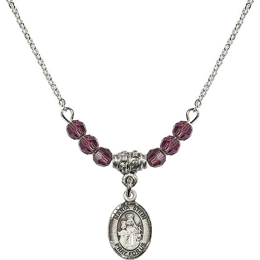 Sterling Silver Maria Stein Birthstone Necklace with Amethyst Beads - 9133
