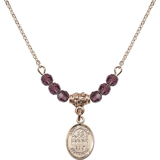 14kt Gold Filled Saint Cecilia / Choir Birthstone Necklace with Amethyst Beads - 9180