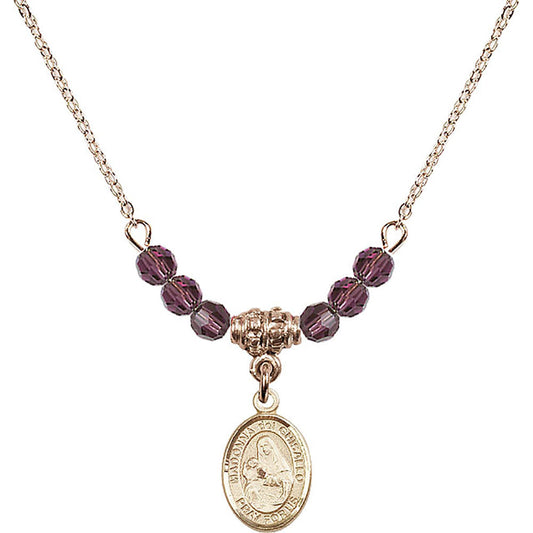 14kt Gold Filled Madonna del Ghisallo Birthstone Necklace with Amethyst Beads - 9203