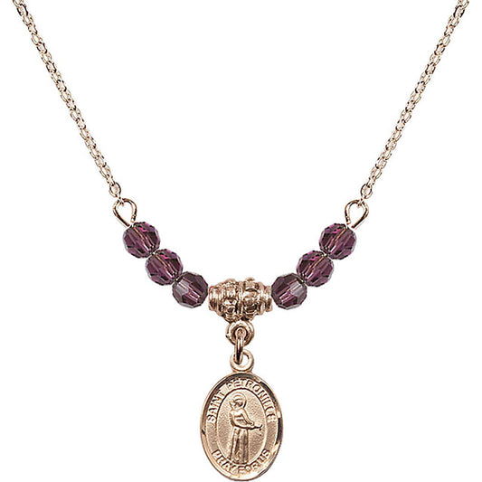 14kt Gold Filled Saint Petronille Birthstone Necklace with Amethyst Beads - 9209