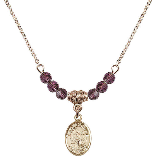14kt Gold Filled Saint Germaine Cousin Birthstone Necklace with Amethyst Beads - 9211