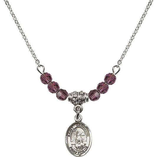 Sterling Silver Saint Germaine Cousin Birthstone Necklace with Amethyst Beads - 9211