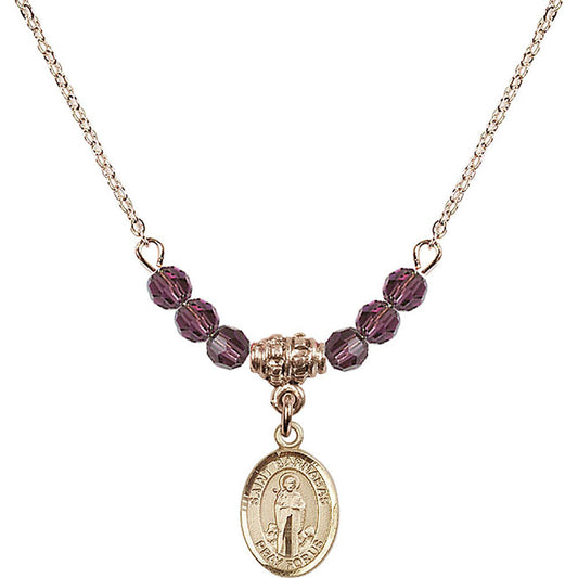 14kt Gold Filled Saint Barnabas Birthstone Necklace with Amethyst Beads - 9216