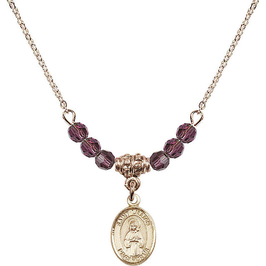 14kt Gold Filled Saint Lillian Birthstone Necklace with Amethyst Beads - 9226
