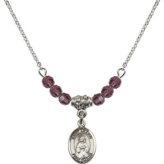 Sterling Silver Saint Lillian Birthstone Necklace with Amethyst Beads - 9226