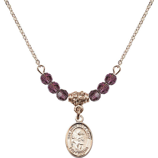 14kt Gold Filled San Juan de la Cruz Birthstone Necklace with Amethyst Beads - 9232