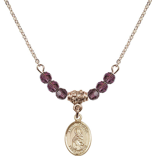 14kt Gold Filled Saint Matilda Birthstone Necklace with Amethyst Beads - 9239