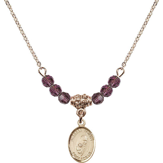 14kt Gold Filled Blessed Trinity Birthstone Necklace with Amethyst Beads - 9249