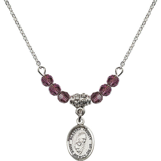 Sterling Silver Blessed Trinity Birthstone Necklace with Amethyst Beads - 9249