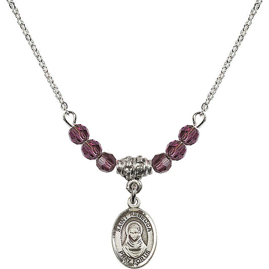Sterling Silver Saint Rebecca Birthstone Necklace with Amethyst Beads - 9252
