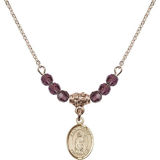 14kt Gold Filled Saint Grace Birthstone Necklace with Amethyst Beads - 9255