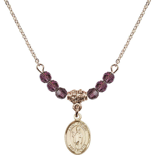 14kt Gold Filled Saint Austin Birthstone Necklace with Amethyst Beads - 9256