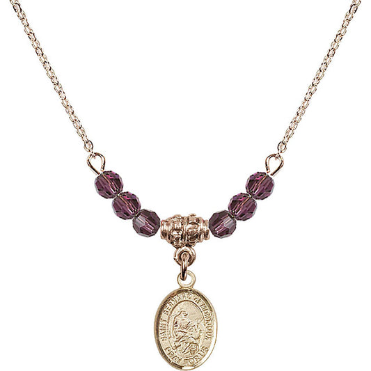 14kt Gold Filled Saint Bernard of Montjoux Birthstone Necklace with Amethyst Beads - 9264