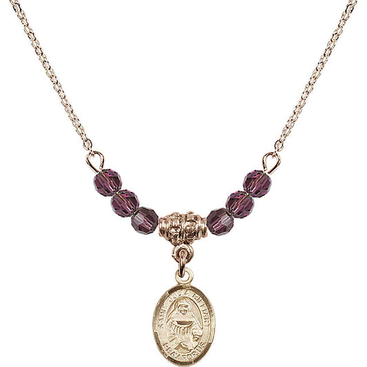14kt Gold Filled Saint Julia Billiart Birthstone Necklace with Amethyst Beads - 9267
