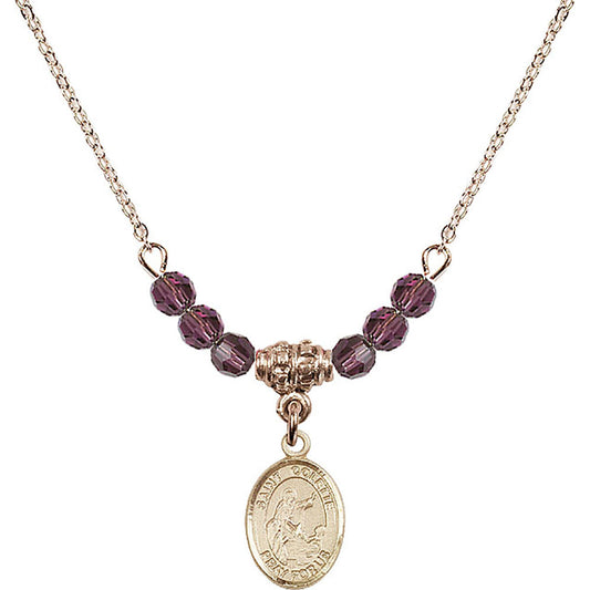 14kt Gold Filled Saint Colette Birthstone Necklace with Amethyst Beads - 9268