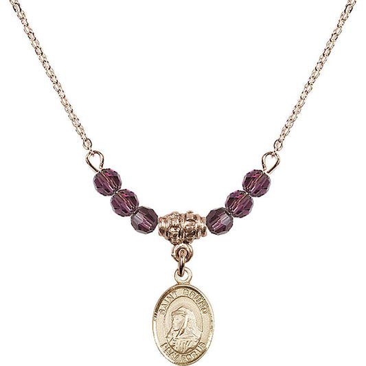 14kt Gold Filled Saint Bruno Birthstone Necklace with Amethyst Beads - 9270