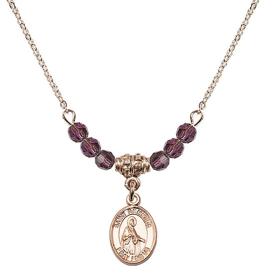 14kt Gold Filled Saint Remigius of Reims Birthstone Necklace with Amethyst Beads - 9274