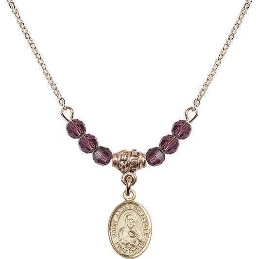 14kt Gold Filled Saint James the Lesser Birthstone Necklace with Amethyst Beads - 9277