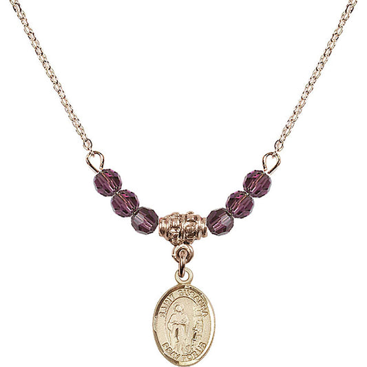 14kt Gold Filled Saint Susanna Birthstone Necklace with Amethyst Beads - 9280