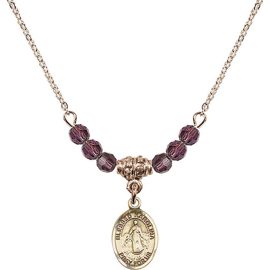 14kt Gold Filled Blessed Karolina Kozkowna Birthstone Necklace with Amethyst Beads - 9283
