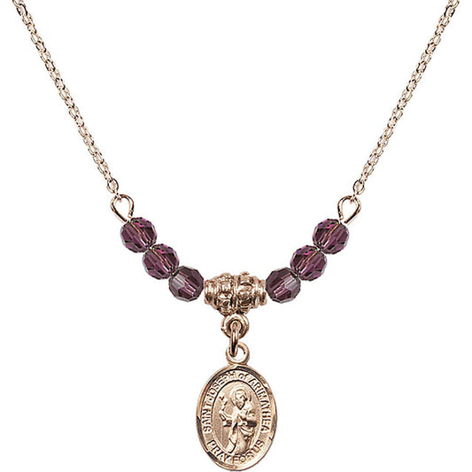 14kt Gold Filled Saint Joseph of Arimathea Birthstone Necklace with Amethyst Beads - 9300