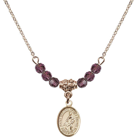 14kt Gold Filled Saint Thomas of Villanova Birthstone Necklace with Amethyst Beads - 9304