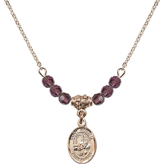 14kt Gold Filled Saint Rosalia Birthstone Necklace with Amethyst Beads - 9309