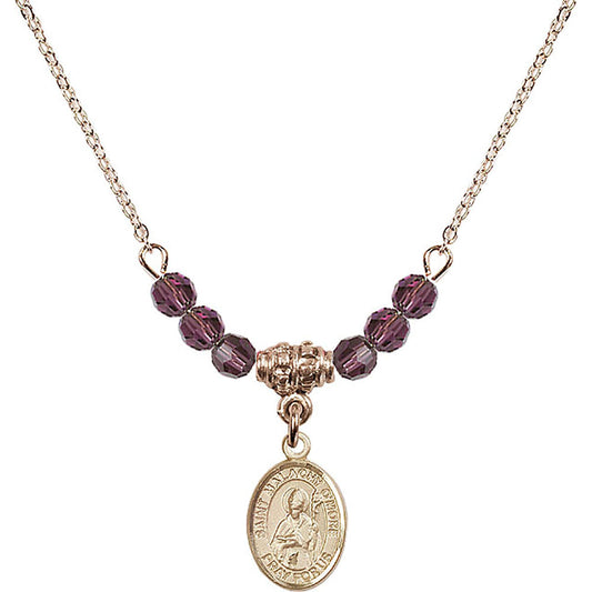 14kt Gold Filled Saint Malachy O'More Birthstone Necklace with Amethyst Beads - 9316
