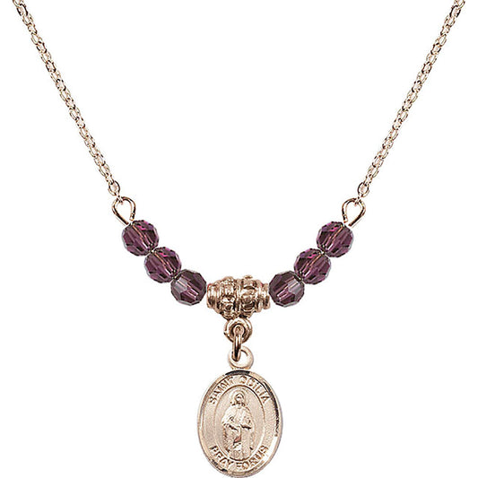 14kt Gold Filled Saint Odilia Birthstone Necklace with Amethyst Beads - 9319