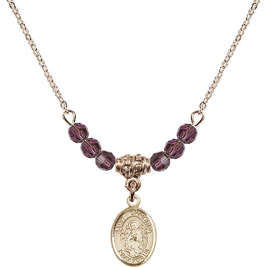 14kt Gold Filled Saint Christina the Astonishing Birthstone Necklace with Amethyst Beads - 9320