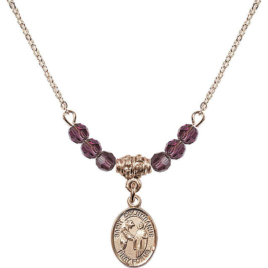 14kt Gold Filled Saint Columbanus Birthstone Necklace with Amethyst Beads - 9321
