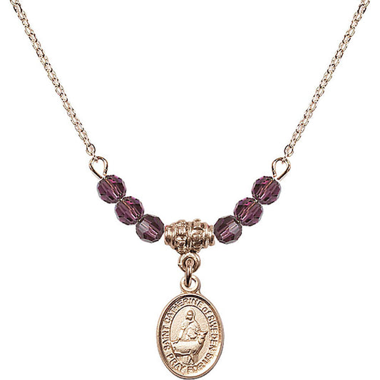 14kt Gold Filled Saint Catherine of Sweden Birthstone Necklace with Amethyst Beads - 9336