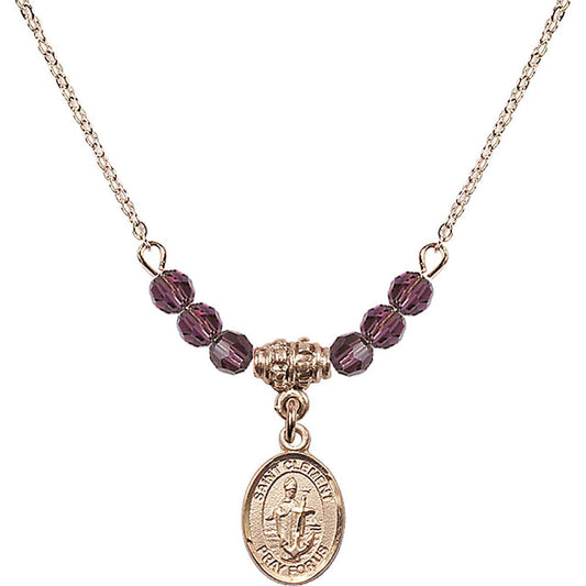 14kt Gold Filled Saint Clement Birthstone Necklace with Amethyst Beads - 9340
