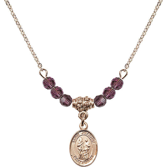 14kt Gold Filled Saint Joachim Birthstone Necklace with Amethyst Beads - 9348
