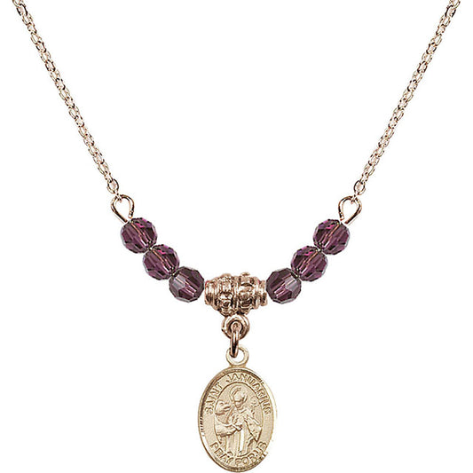 14kt Gold Filled Saint Januarius Birthstone Necklace with Amethyst Beads - 9351