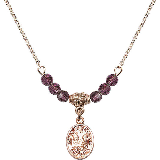 14kt Gold Filled Saint Catherine of Bologna Birthstone Necklace with Amethyst Beads - 9354