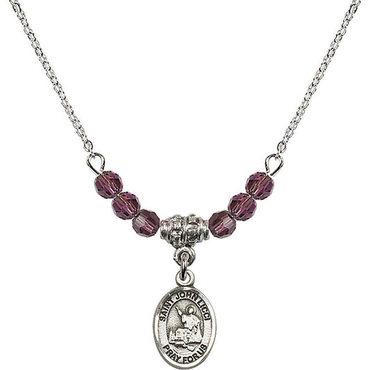Sterling Silver Saint John Licci Birthstone Necklace with Amethyst Beads - 9358