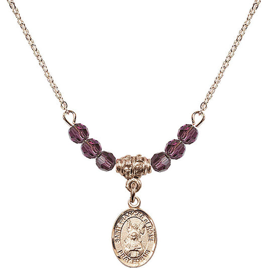 14kt Gold Filled Saint Frances of Rome Birthstone Necklace with Amethyst Beads - 9365