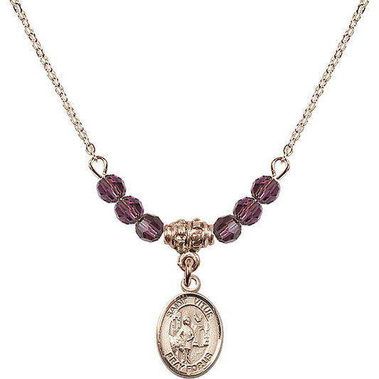14kt Gold Filled Saint Vitus Birthstone Necklace with Amethyst Beads - 9368