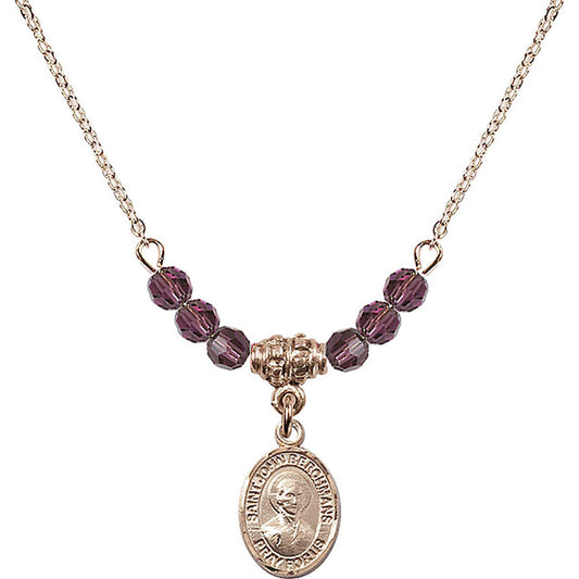 14kt Gold Filled Saint John Berchmans Birthstone Necklace with Amethyst Beads - 9370