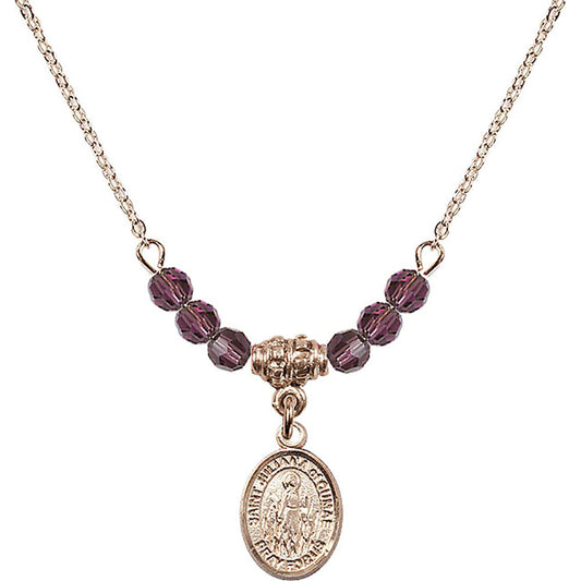 14kt Gold Filled Saint Juliana of Cumae Birthstone Necklace with Amethyst Beads - 9372