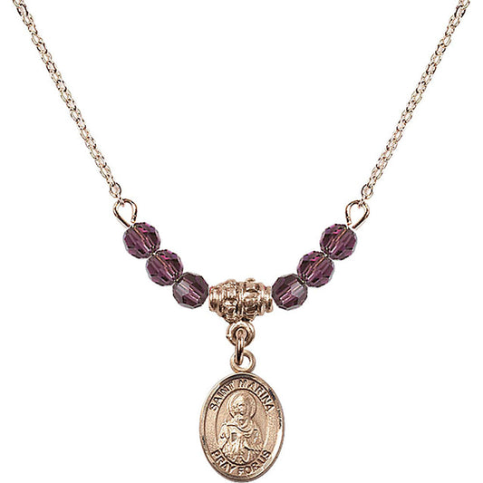 14kt Gold Filled Saint Marina Birthstone Necklace with Amethyst Beads - 9379