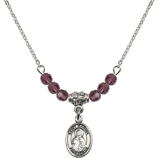 Sterling Silver Saint Marina Birthstone Necklace with Amethyst Beads - 9379