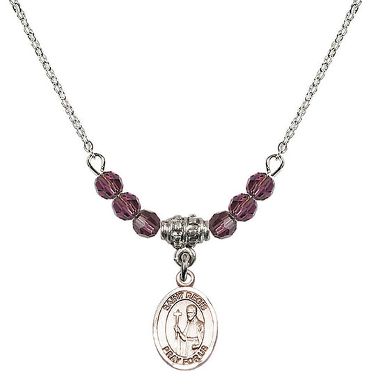 Sterling Silver Saint Regis Birthstone Necklace with Amethyst Beads - 9380