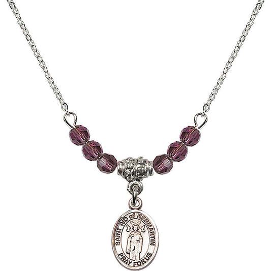 Sterling Silver Saint Ivo of Kelmartin Birthstone Necklace with Amethyst Beads - 9384